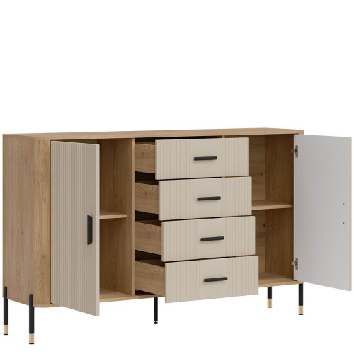 Фото комода DANTE DT09 LIVEO дуб кремона торро / кашемір / чорні ручки – вигляд збоку наповнення