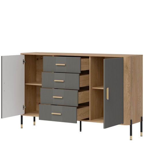 Фото комода DANTE DT09 LIVEO дуб кремона торро / сірий / золоті ручки – наповнення