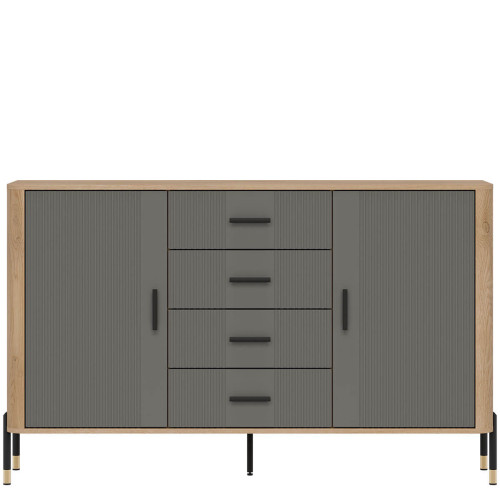 Фото комода DANTE DT09 LIVEO дуб кремона торро / сірий / чорні ручки – вигляд спереду