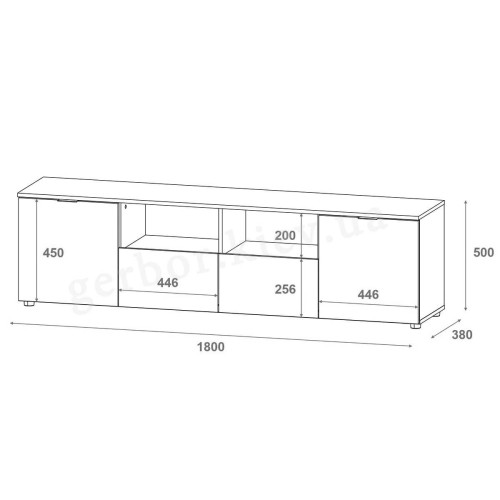 Фото комода РОН 4 ДОРОС (DOROS) 2Д 2Ш – схема із зовнішніми розмірами