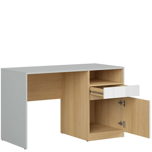 Фото письменного стола NANDU BIU1D1S BRW с белым глянцевым фасадом - наполнение