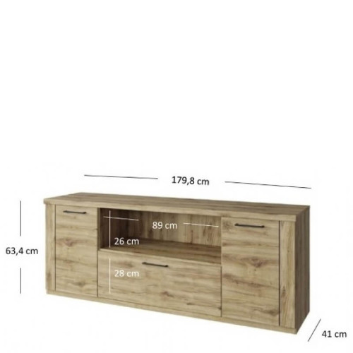 Фото тумби під телевізор DOORSET 2D1S/180 MEBELBOS –  розміри