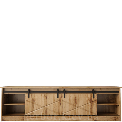 Фото тумби ТВ з електрокаміном GRANERO CAMA MEBLE дуб вотан / білий камін – наповнення