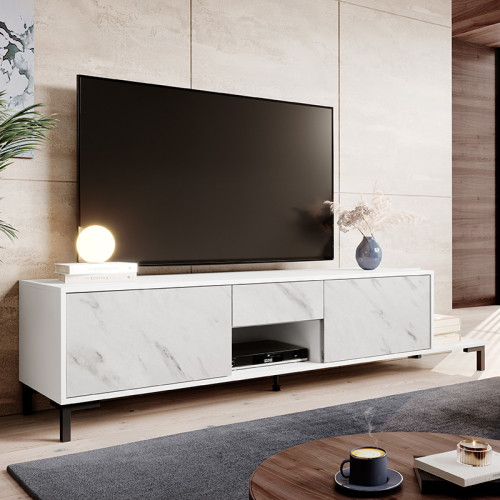 Фото тумби ТВ 2D1S1K MARMO CAMA MEBLE білий / білий мармур