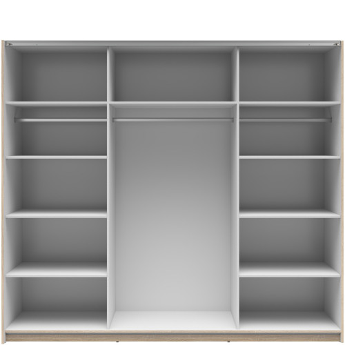 Фото шафи-купе із 2 дзеркалами TETRIX SZF/220/2M BRW дуб сонома – вигляд спереду наповнення