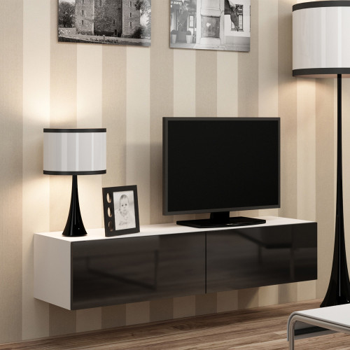 Фото навесной тумбы ТВ VIGO CAMA MEBLE 140 белый / черный глянец