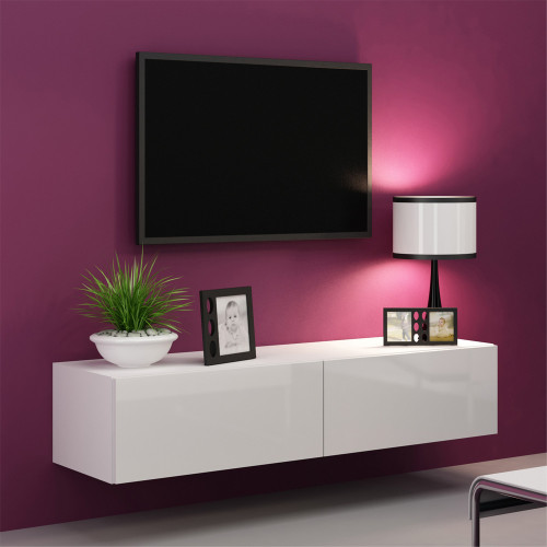Фото навесной тумбы ТВ VIGO CAMA MEBLE 140 белый / белый глянец