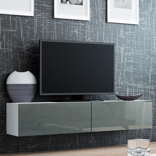 Фото навесной тумбы ТВ VIGO CAMA MEBLE 140 белый / серый глянец