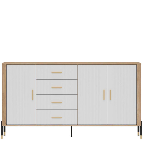 Фото комода DANTE DT10 LIVEO дуб кремона торро / білий / золоті ручки – вигляд спереду