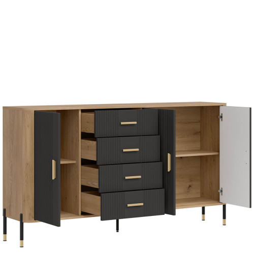 Фото комода DANTE DT10 LIVEO дуб кремона торро / антрацит / золоті ручки – вигляд збоку наповнення