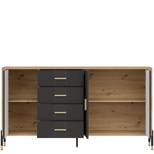 Фото комода DANTE DT10 LIVEO дуб кремона торро / антрацит / золоті ручки – вигляд спереду наповнення