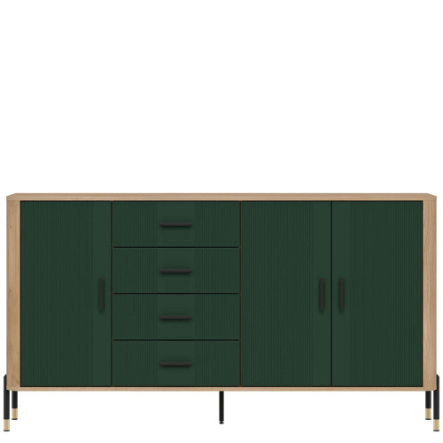 Фото комода DANTE DT10 LIVEO дуб кремона торро / зелений / чорні ручки – вигляд спереду