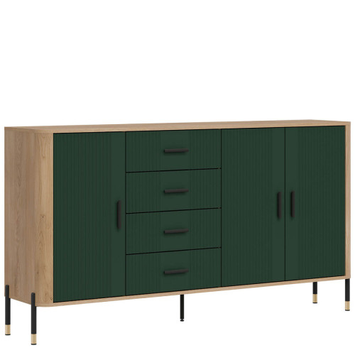 Фото комода DANTE DT10 LIVEO дуб кремона торро / зелений / чорні ручки – вигляд збоку