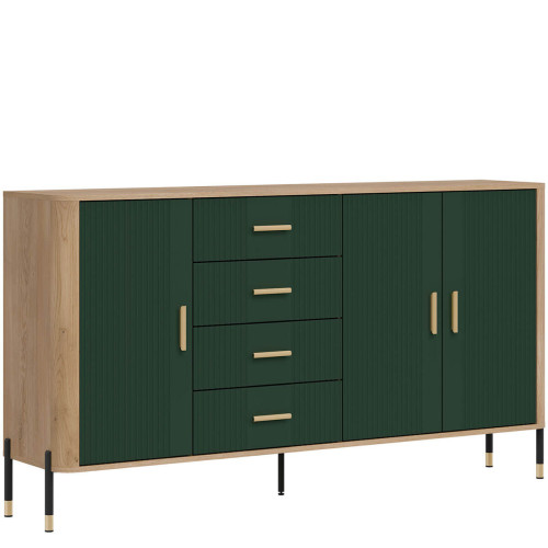 Фото комода DANTE DT10 LIVEO дуб кремона торро / зелений / золоті ручки – вигляд збоку