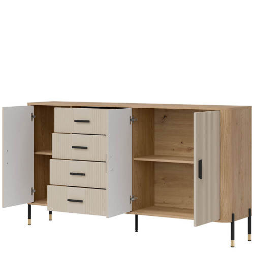 Фото комода DANTE DT10 LIVEO дуб кремона торро / кашемір / чорні ручки – наповнення