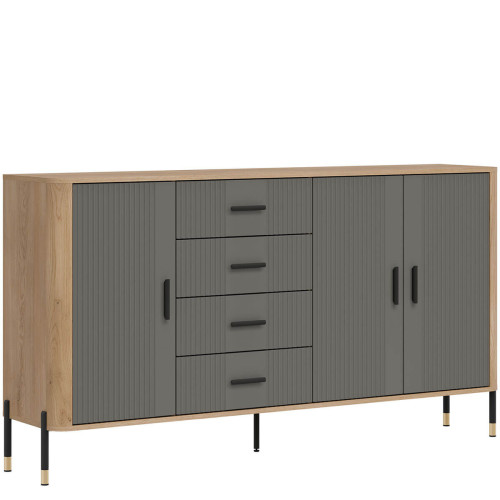 Фото комода DANTE DT10 LIVEO дуб кремона торро / сірий / чорні ручки – вигляд збоку