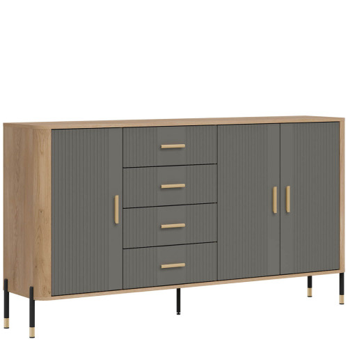 Фото комода DANTE DT10 LIVEO дуб кремона торро / сірий / золоті ручки – вигляд збоку