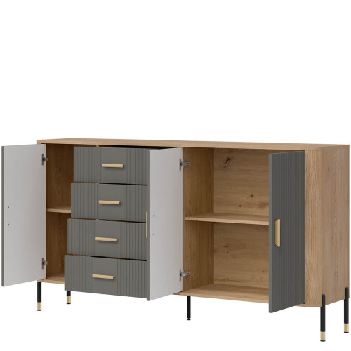 Фото комода DANTE DT10 LIVEO дуб кремона торро / сірий / золоті ручки – наповнення