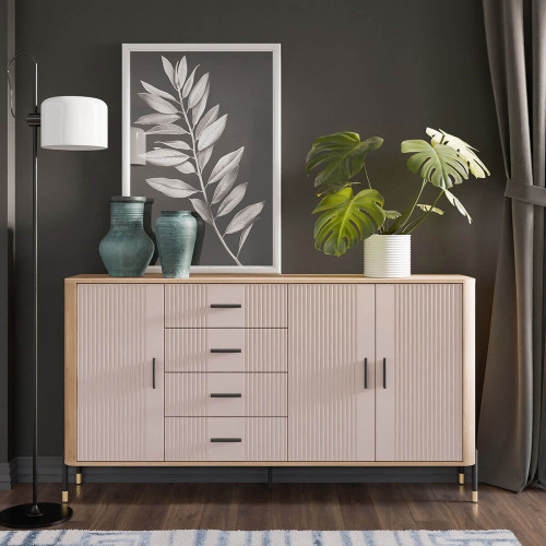 Фото комода DANTE DT10 LIVEO дуб кремона торро / кашемір / чорні ручки в інтер'єрі