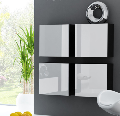 Фото комплекта из 4-х навесных пеналов 50 черный / белый глянец