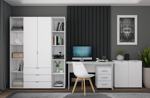 Фото білого комода РОН 3 ДОРОС (DOROS) 2Д в офісному інтер'єрі