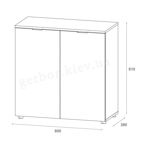 Фото комода РОН 3 ДОРОС (DOROS) 2Д – схема із зовнішніми розмірами
