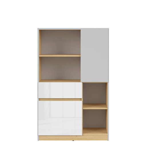 Фото тумбы NANDU KOM2D1S BRW с ящиком белый глянец - вид спереди