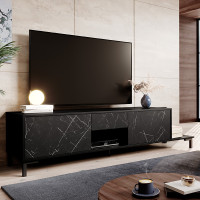 MARMO 2D1S1K CAMA MEBLE Тумба ТВ чорний / чорний мармур