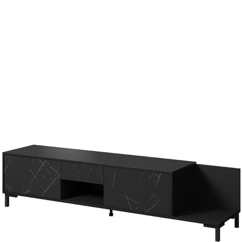 Фото тумби ТВ 2D1S1K MARMO CAMA MEBLE чорний / чорний мармур – вигляд збоку