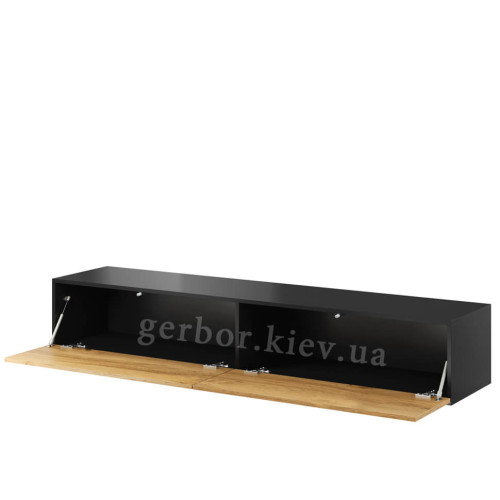 Фото наполнения навесной тумбы ТВ VIGO CAMA MEBLE 180 черный / дуб вотан
