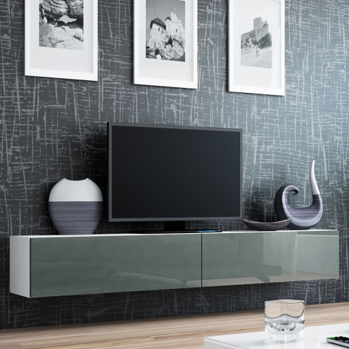 Фото навесной тумбы ТВ VIGO CAMA MEBLE 180 белый / серый глянец