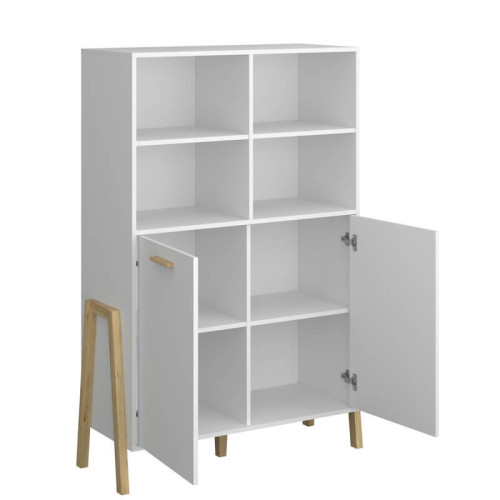 Фото відкритого низького стелажу BELLE 2D ВМВ білий – вигляд збоку