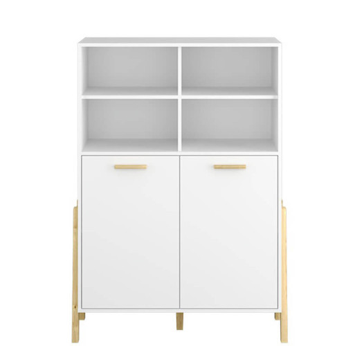 Фото відкритого низького стелажу BELLE 2D ВМВ білий – вигляд спереду