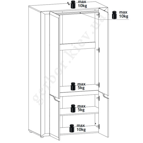 На фото схема наполнения шкафа 2D BRANDO B7 BOGFRAN