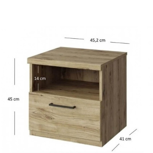 Фото приліжкової тумбочки DOORSET 1S MEBELBOS –  розміри