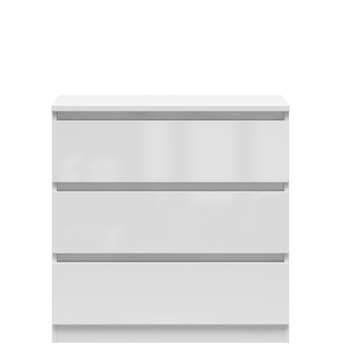 Фото комоду TETRIX KOM3S BRW білий глянець – вигляд спереду