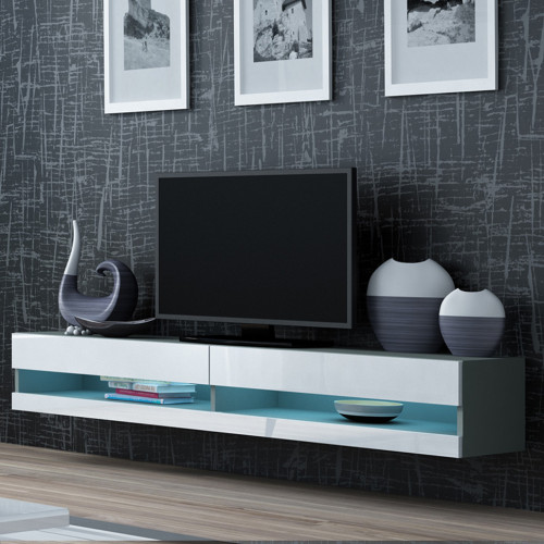 Фото навесной тумбы ТВ 180 VIGO CAMA MEBLE NEW серый / белый глянец