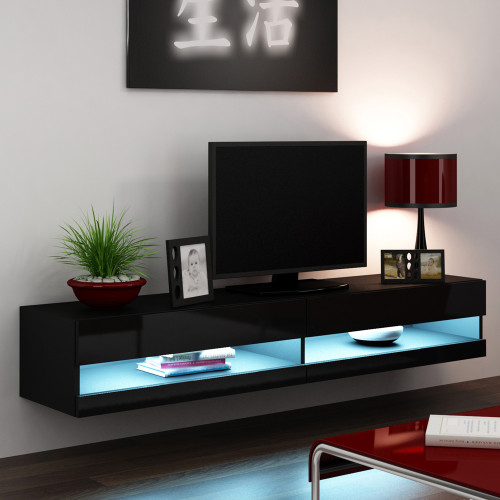 Фото навесной тумбы ТВ 180 VIGO CAMA MEBLE NEW черный / черный глянец