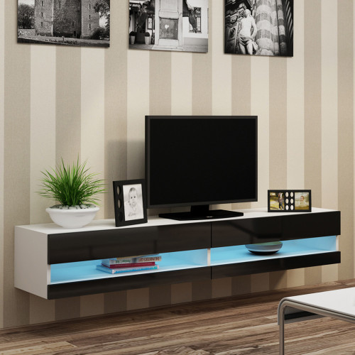 Фото навесной тумбы ТВ 180 VIGO CAMA MEBLE NEW белый / черный глянец