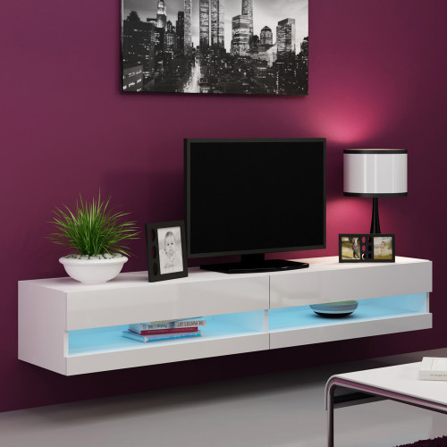 Фото навесной тумбы ТВ 180 VIGO CAMA MEBLE NEW белый / белый глянец