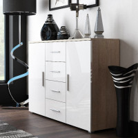 UNI CAMA MEBLE Комод сонома / белый глянец UNI CAMA MEBLE Комод сонома / белый глянец