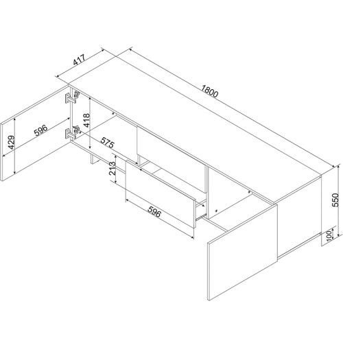Фото тумби ТВ ALMA 2D2S CAMA MEBLE – схема з розмірами