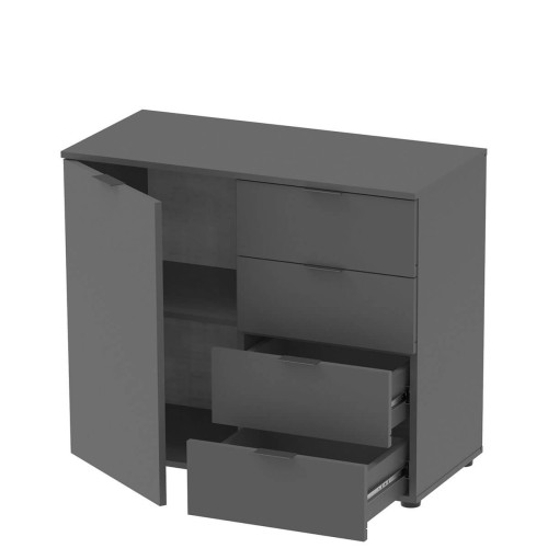 Фото комода РОН 1 ДОРОС (DOROS) 1Д 4Ш графіт – вигляд збоку наповнення