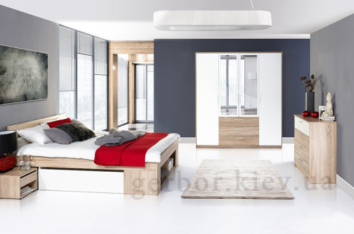 Фото кровати 160 с тумбочками RICO VMV Holding в интерьере спальни