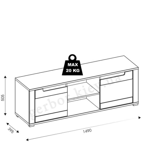 Фото тумбы ТВ YORK Y1 BOGFRAN – схема с размерами