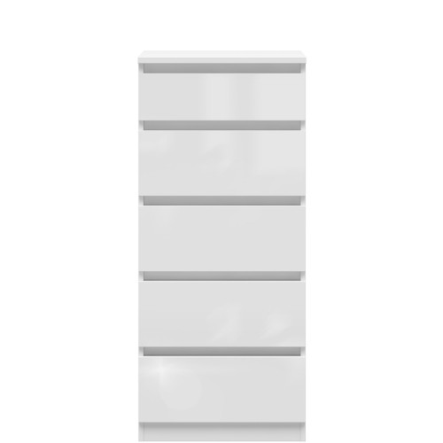 Фото комоду TETRIX KOM5S BRW білий глянець – вигляд спереду