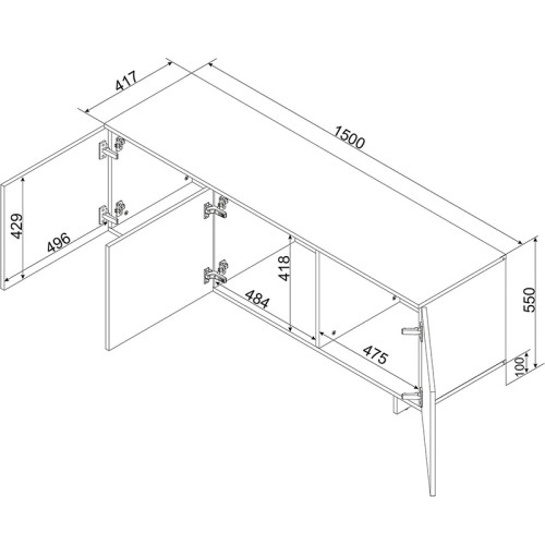 Фото тумби ТВ ALMA 3D CAMA MEBLE – схема з розмірами