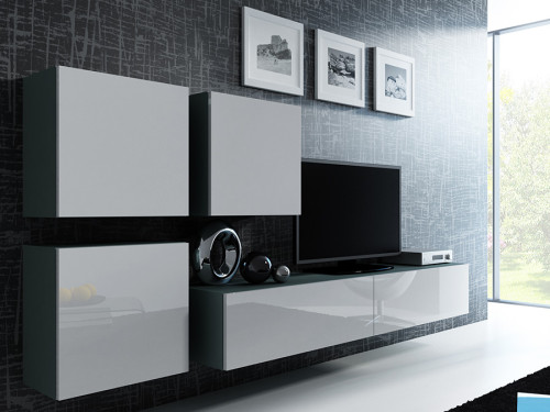 Фото комплекта мебели для гостиной VIGO 23 CAMA MEBLE серый / белый глянец