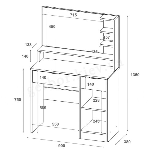 ЕСТЕЛЬ Стіл туалетний з дзеркалом ДОРОС (DOROS)
