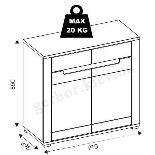 Фото тумбы YORK Y2 BOGFRAN – схема с размерами